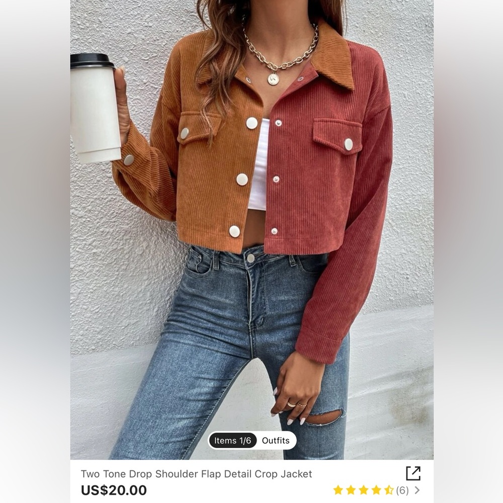 SHEIN two tone crop jacket